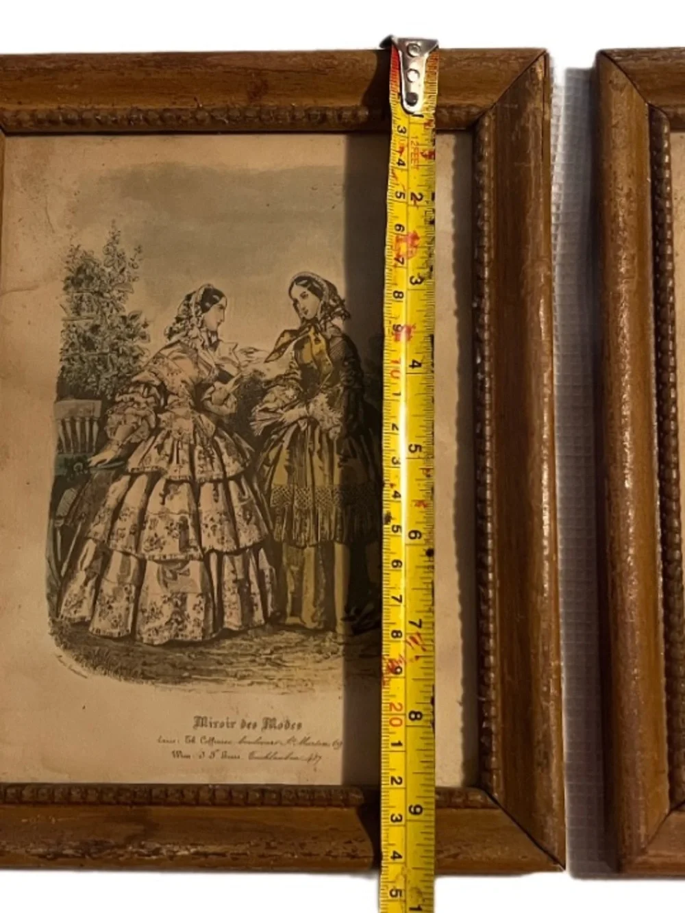 Pair of Antique Miroir des Modes French Fashion Framed Victorian Lithographs